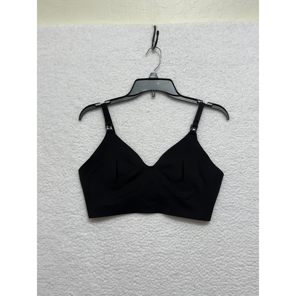 HOFISH Black Seamless Maternity Nursing Bra V Neck Pull On Style Size L